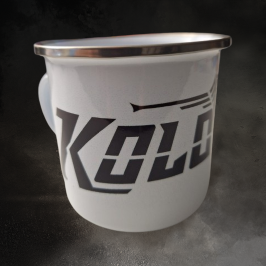 Kolossos Coffee Cup - Text and Logo (Emailletasse)